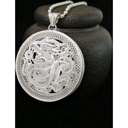 Dragon Steampunk 999 Sterling Silver Wicca Pendant For Women Charm Round Pendants Luxury Jewelry Chakra Shadowhunters Fornite