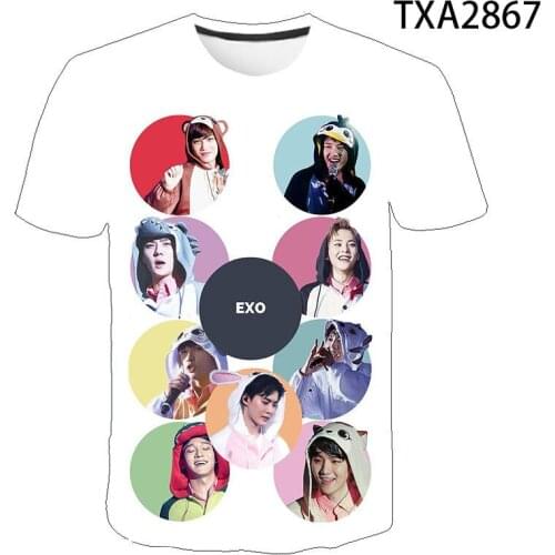 2020 Summer Korean Idol Team EXO 3D Printed T-shirt Men Women Children Fashion Short Sleeve Tshirt Casual Tee Top Boy Girl Tops