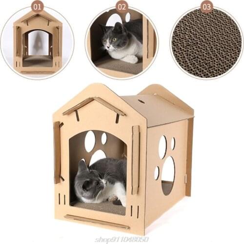 Corrugated Paper Cardboard Bed House Carton Box Cat Tickler Scratch Board Scratcher Kitten Nest D07 20 Dropshipping