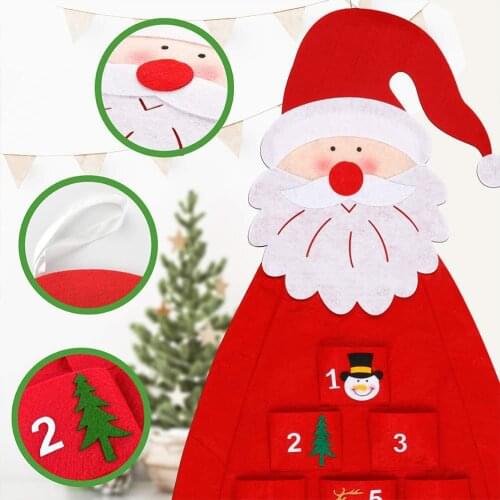 Interesting Festival Advent Calendar Santa Claus New Year Ornaments Hanging Decorations for Home Office 2 Colors Random Pattern