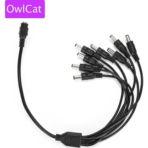 OwlCat DC 1 Female to 8ch Male Power Splitter Cable for CCTV Security Video Surveillance System IP AHD TVI CVI Cameras Power
