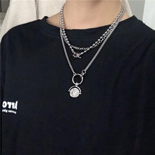 Fashion geometric tag necklace clavicle neck chain tide street shooting personality wild clothes accessories hot sale