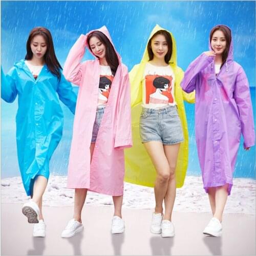 Fashion EVA Women Raincoat Thickened Waterproof Rain Coat Women Clear Transparent Camping Waterproof Rainwear Suit