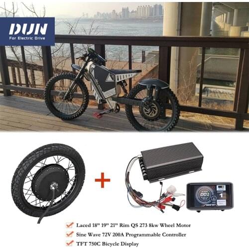 Powerful 8000w Electric Bike Hub Motor Kit With 18" 19" 21" Rim Controller 72V 150A Sine Wave and TFT Display For E-Bicycle