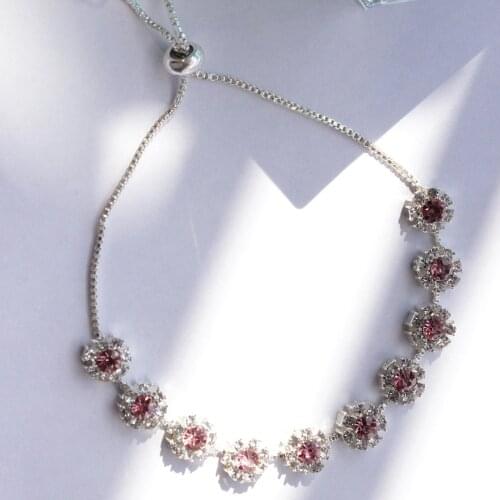 New Design Fashion Jewelry Silver/Black Colors Round Crystal Bracelet Elegant Womens Stretchable Adjustable Simple Bracelet