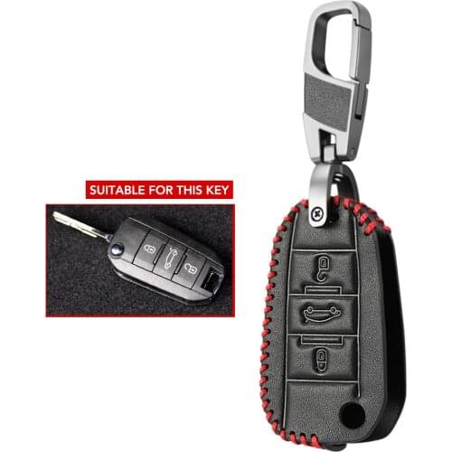New Leather Car Key Case Full Cover for Citroen C4 CACTUS C5 C4L Peugeot 508 301 2008 3008 408 Scratch-resistant Button protect