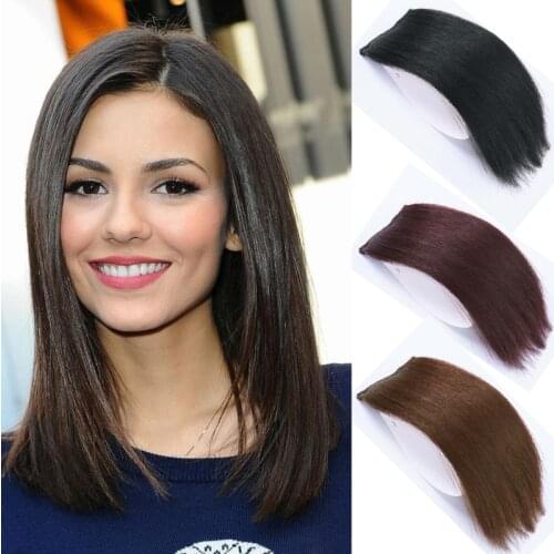PAGEUP Women’s Hair Wig Synthetic Hair Straight Hair Piece Natural Black Brown Hair Extension Clips High Temperature Hair Pad