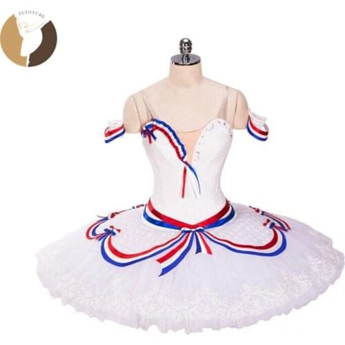FLTOTURE Adult Professional White Ballet Tutu Ballet Variation Costumes For Sale 12 Layers Tulle Skirt Women Flame Of The Paris