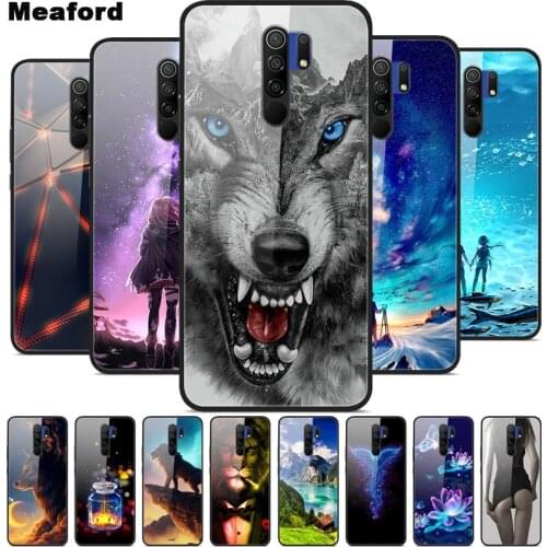 Luxury Cover Case for Xiaomi Redmi 9 9A Tempered Glass Cover for Xiaomi Redmi 9 A 9A Phone Case for Redmi 9 Coque Redmi9 Bumper