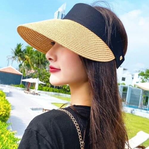 Summer women casual straw hat Sun shade cap Lady female outdoor Holiday beach visor cap Large brim hat Gorros