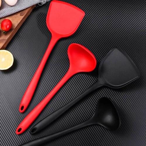 Silicone wok spatula spoon ladle for non-stick hot cooking shovel scoop kitchen & dining household public spoon big soup spoons
