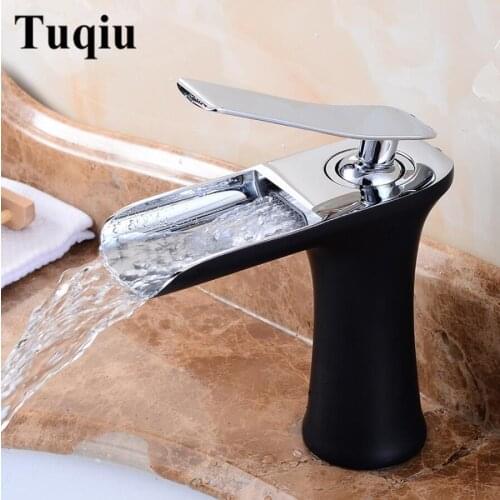 Basin Faucets Waterfall Tap Bathroom Faucet Single handle Basin Mixer Tap Bath Antique Faucet Brass Sink Water Crane Silver