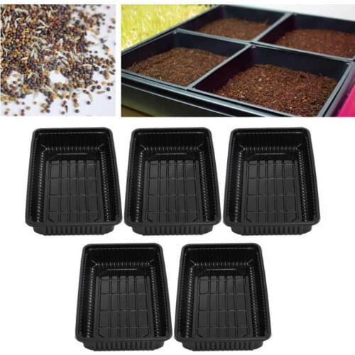 5Pcs Flower Pot Seeds Seedling Tray Sprout Plate 3-Types Reusable Greenhouse Nursery Pots Tray Box For Gardening(Black)