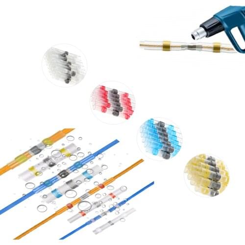 Heat Shrinkable Wire Connectors 100PCS Waterproof Sleeve Butt Electrical Splice Tinned Solder Seal Terminal