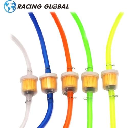 ALCON-Racing Fuel Oil Filter Pipe Hose Line 6MM Inline Gas Petrol Gasoline Liquid With 4 Clips For Motorcycle Dirt Bike