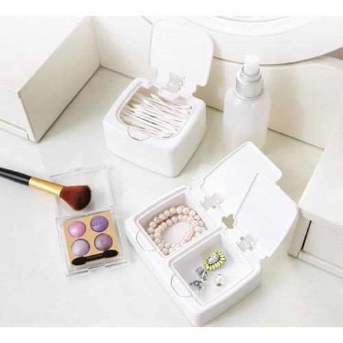 Button Pop-Up Desktop Storage Bin Multi-Function Dust-Proof Sorting Can Art & Craft Organizer for Bathroom Office