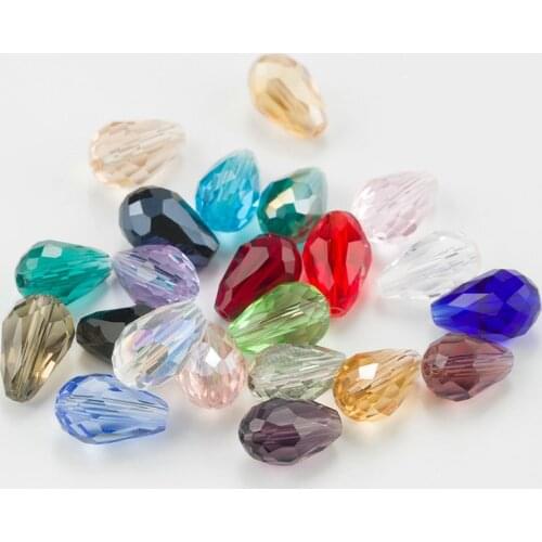 Top Quality 10x15MM Crystal Tear Drop Shape Jewelry Beads Glass Beads Loose Spacer Round Beads For Jewelry Making DIY 15 colors