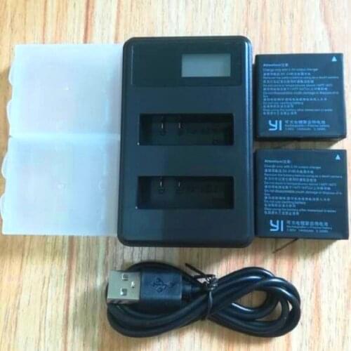USB LCD Dual Charger Battery For Xiaomi YI 2 4k 4K+ Lite AZ16-1 For Yi Action Camera 1400mAh Rechargeable Battery Battery case