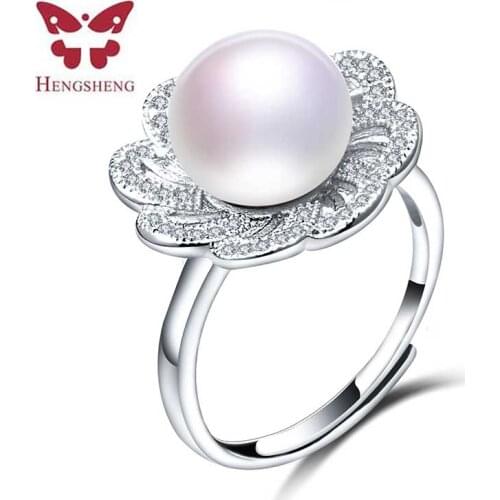HENGSHENG Natural Pearl Rings Wedding Freshwater 4 Color Rings For Women Adjustable Ring Jewelry For Women AAAA 10-11mm Pearl