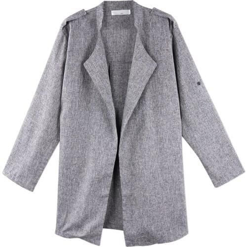 Neatie kiddie Spring Autumn OL Casual Women Trench Coat for Women Long Coat Long Sleeve Solid Gray Loose 2019 Fashion Clothes