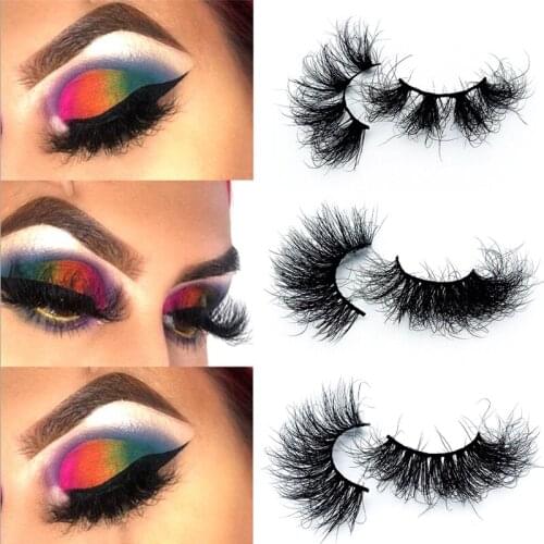 1Pair Mink Eyelashes 25mm Lashes Fluffy 3d Mink Lashes Makeup Cross Long Dramatic Natural Eyelashes Wholesale Eyelash Extension