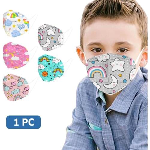 1 Pcs Childrens Mask Disposable Face Mask Rainbow Pattern Print 3 Ply Ear Loop Face Mask Mascarilla For Kids Halloween Cosplay