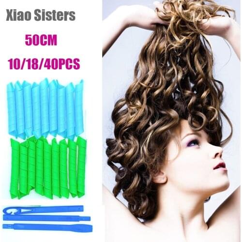 10/18/40Pcs 50CM Hair Rollers Wave Formers Spiral Curlers DIY Magic Spiral Magic Curler Salon Hairstyle Tools Random Color
