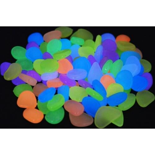 100Pcs Glow Stones Gardening Decorations Simulation Cobble Fish Tank Mixed Colors Resin Man Made Rock Pebbles Pebble