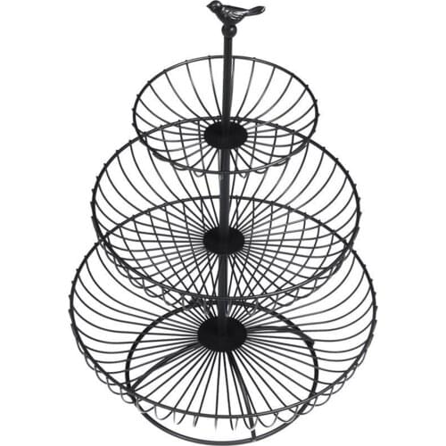 3-Tier Metal Countertop Standing Fruit Candy Storage Basket for Dining Room