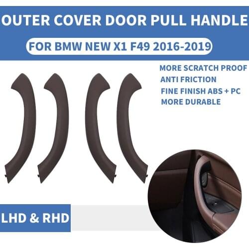 4PCS/set LHD RHD Mocha Front Rear Left / Right Car Interior Door Handle Inner Pull Outer Trim Cover For BMW X1 X2 F48 F49 F39