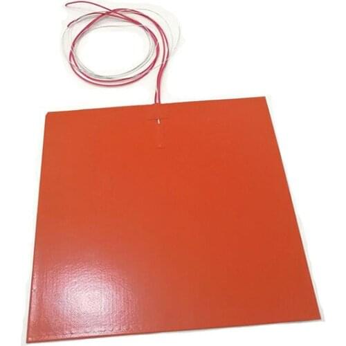 490*490*1.5mm 110v 800w silicone heating pad for 3d printer adhesive 1 side 1000mm lead wire come out from middle of 1 side