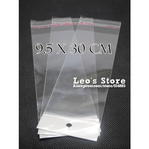 9.5x30cm Self Adhesive OPP Bag With Hanging Hole, Clear Header Plastic Bag,Supermarket Bag,wholesale free shipping