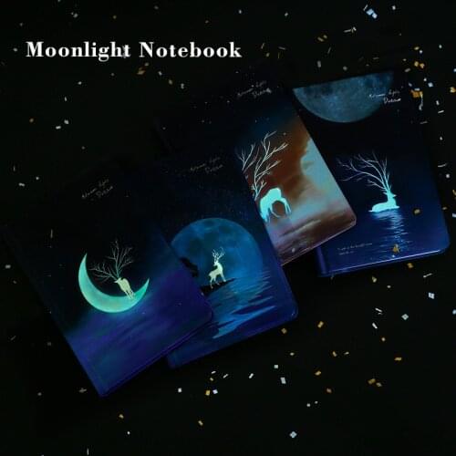A5 Notepad Journal Moonlight Printing paper Hard Cover 80g 128sheets Color Paper