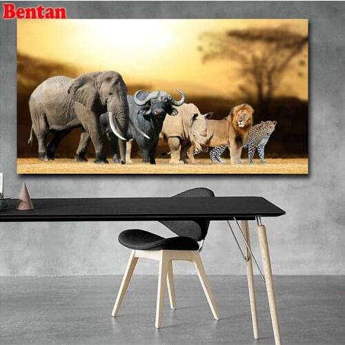 Lion/Elephant/Leopard/Buffalo/Rhinoceros diy diamond painting full square round diamond embroidery diamond mosaic cross stitch