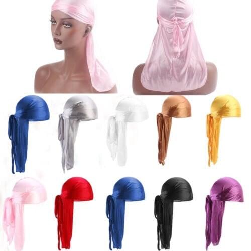 New Wrap Unisex Men Women Bandana Durag Headwear More Color Fashion Soft Comfortable Silk Pirate Cap