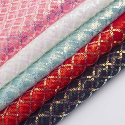 Sequin Fabric Shiny Wedding Party Dress Sequin Stitched Mesh Party Supplies Background Glamy Cosplay Dress Material