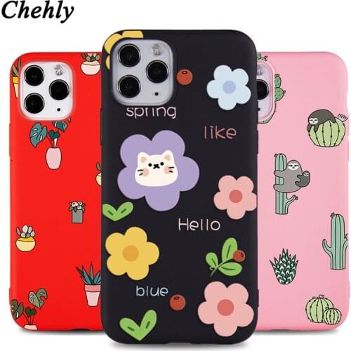 Cute Cactus Phone Case for iPhone 6s 7 8 11 Plus Pro X XS MAX XR SE Cases Soft Silicone Fitted TPU Protection Accessorie Cover