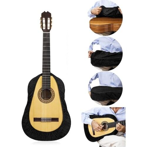 Y1UC Black Velvet Guitar Dust Cover Protector Body Protective Sleeve Universal for Acoustic Classical Cross-cut Cutaway Guitars