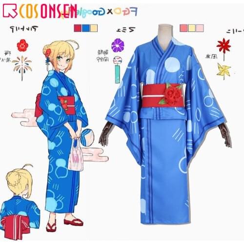Fate Grand Order FGO×Google Play Saber Altria Pendragon Cosplay Costume Anime Kimono COSPLAYONSEN Custom Made All Sizes