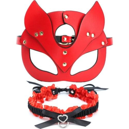 Sexy Leather Fox Mask Sex Toys Bdsm Sex Porn Fetish Head Mask Cat Head Eye Mask Halloween Gift Carnival Party Mask Cosplay Props
