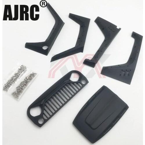 Nylon Angry Front Grille Engine Cover Wheel Eyebrow Set For 1/10 RC Crawler Car Jeep Wrangler Axial Scx10 II 90046 90047 90048