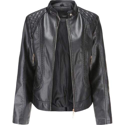 New Loose PU Faux Leather Jacket Women Classic Moto Biker Jacket Autumn Winter Lady Basic Plus Size Womens Outerwear Coat