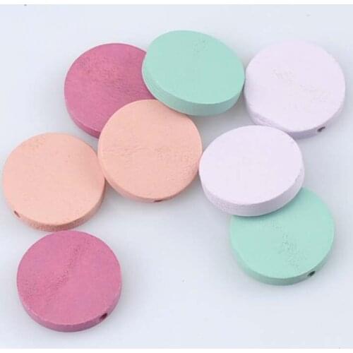 2018 new Mixed Oblate Round Wooden Spacer Beads For Jewelry making DIY 25mm 40pcs MT1470