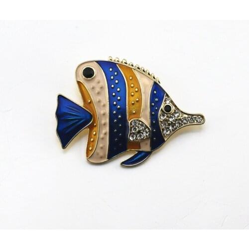 New Japanese and Korean style Enamel tropical fish fashion inlaid semi-precious stones delicate and lovely brooch