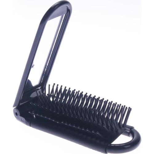 Portable Mini Antistatic High Temperature Foldable Mirror Hair Boutique Travel Plastic Comb Airbag Massage Round Travel Brush