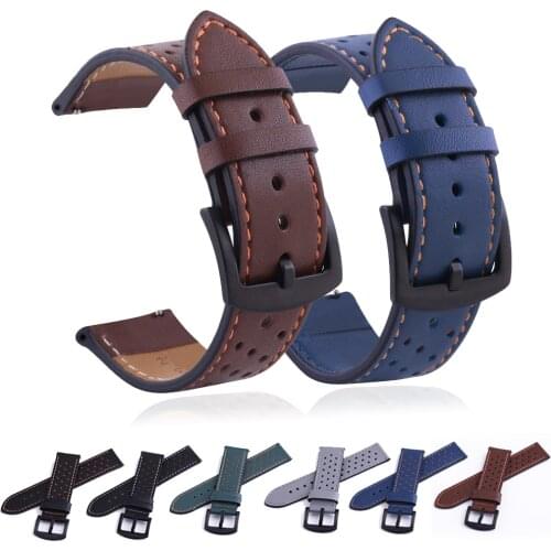 Leather Watch Strap for Samsung Galaxy Watch 3 45/41mm/42mm/46mm/Active 2 Bracelet Strap for Huawei Watch GT2 46mm GT 2e Straps