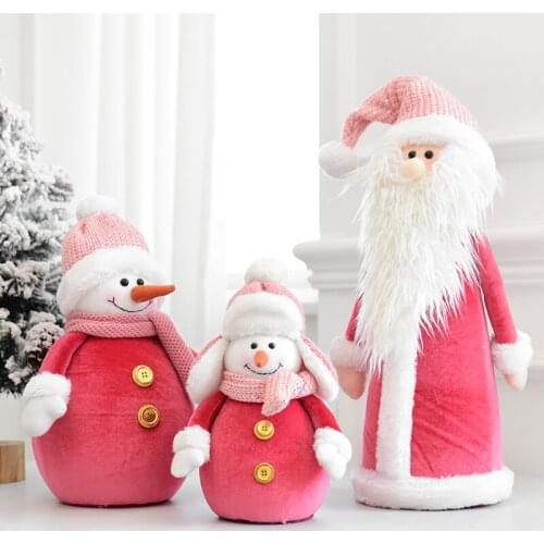 Christmas Dolls Retractable Santa Claus Toy Home Christmas Decoration Snowman Elk Figurine Xmas Tree Ornament Kids New Year Gift