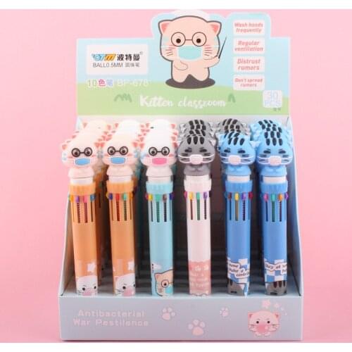10 Colors Ballpoint Pen 30 pcs/lot Cute Press ball pens School Office writing Supplies Stationery Gift