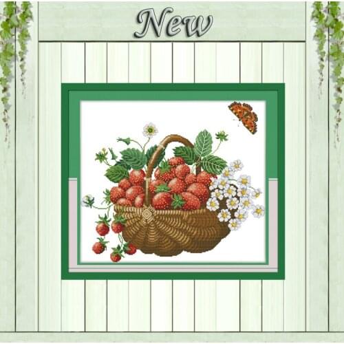 Tempting strawberry,counted printed on fabric DMC 14CT 11CT Cross Stitch kits,embroidery needlework Set,Fruits Crafts Home Decor