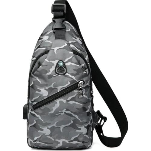 New Fashion Mens Chest Bag Camouflage Shoulder Messenger Bag USB Travel Casual Small Crossbody Bag